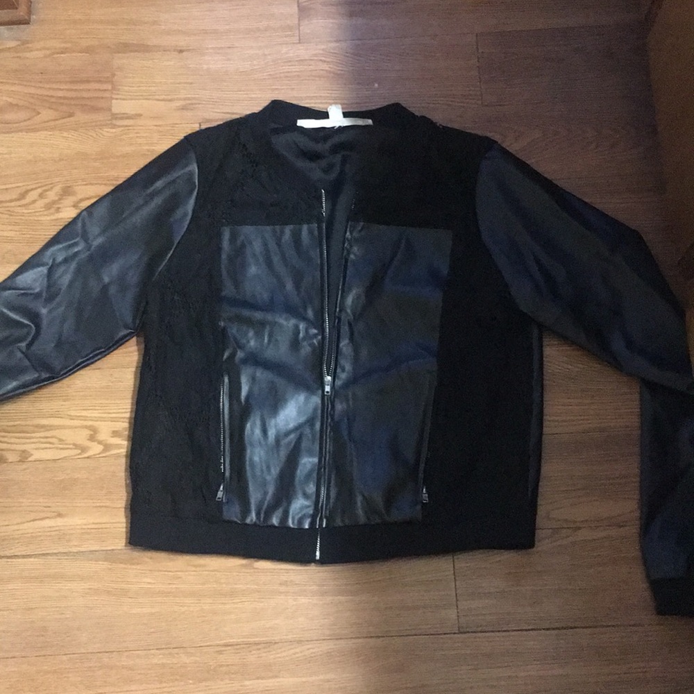 Black leather and lace jacket - never worn